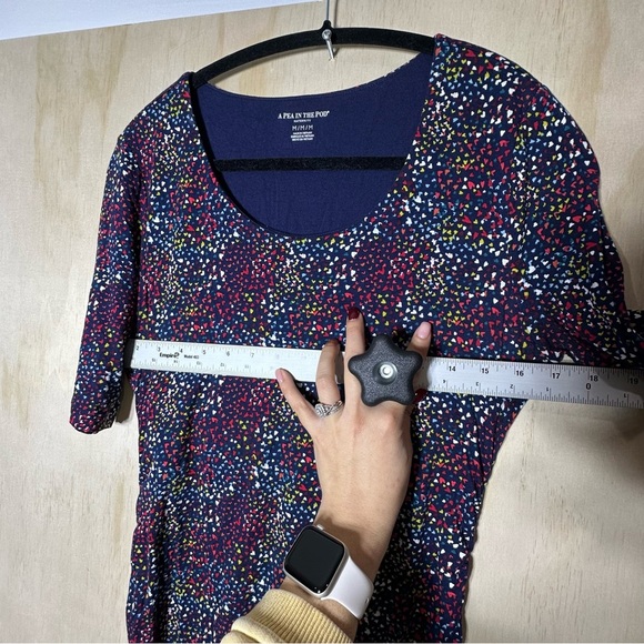 A Pea in the Pod Women’s Maternity Multicolor Side Ruched Midi Dress Size Medium - Picture 7 of 11